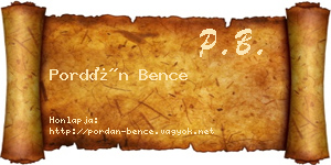 Pordán Bence névjegykártya